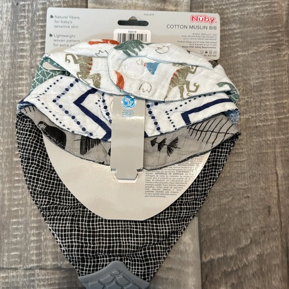 NUBY Cotton Muslin‎ Bibs - 3 Pack NWT